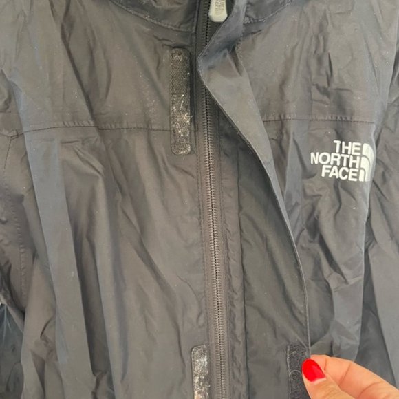 The North Face TNF Men's Black Hyvent Waterproof Hooded Rain Jacket Coat Vent L - Picture 8 of 11